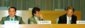 El rector, l'alcalde Antoni Morral i el periodista Joaquim Maria Puyal El rector, l'alcalde Antoni Morral i el periodista Joaquim Maria Puyal